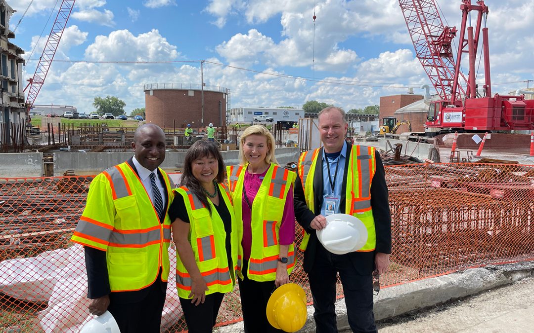 Leaders tour the biosolids facility site.